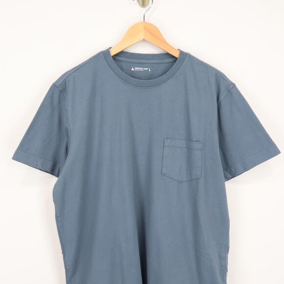 American Giant Men's Short Sleeve Pocket Tee Stormy Weather Blue Size L NWOT - Picture 2 of 6